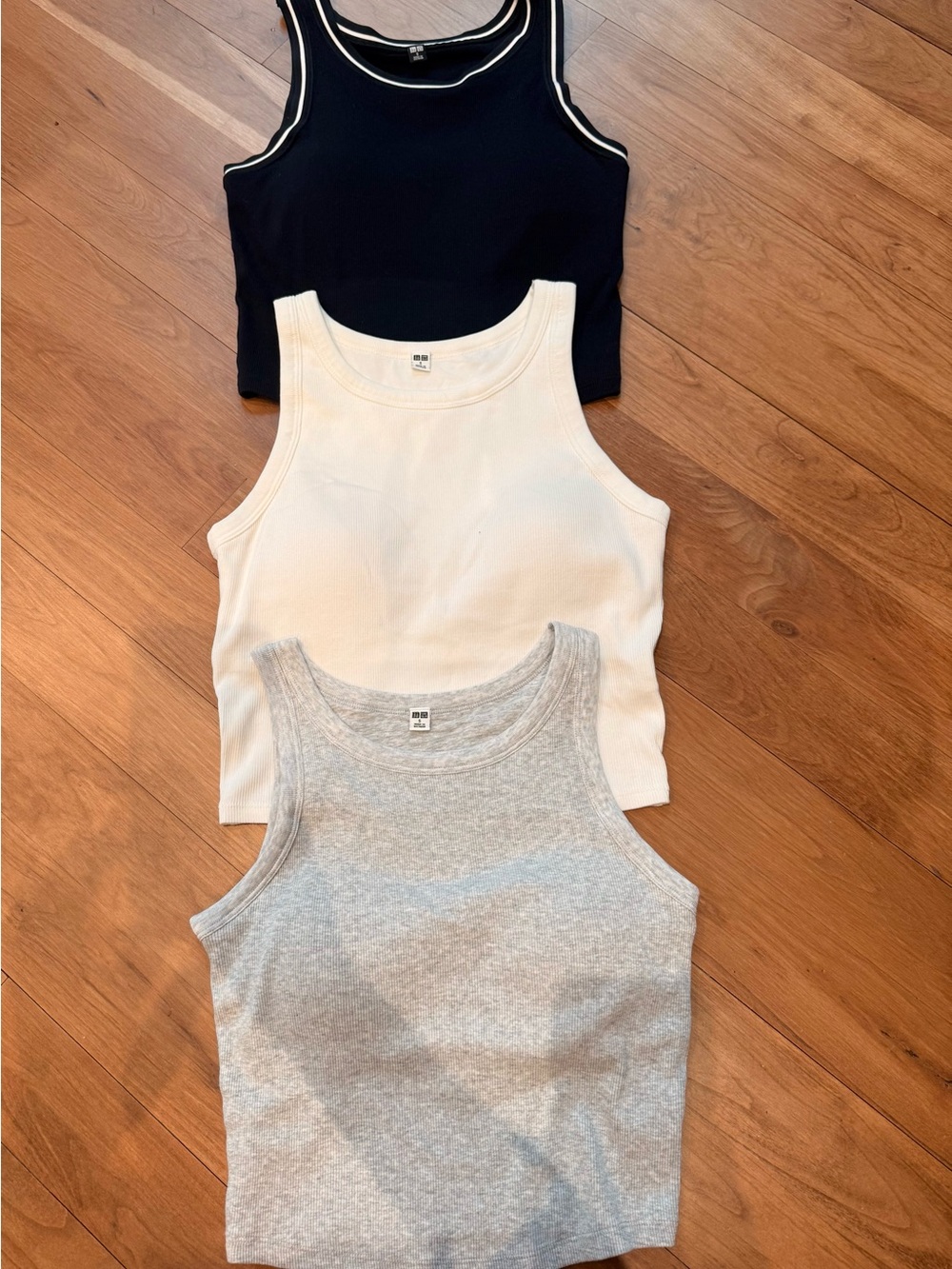 Women’s (3)cropped Ribbed Tank Top - Black, White, Gray